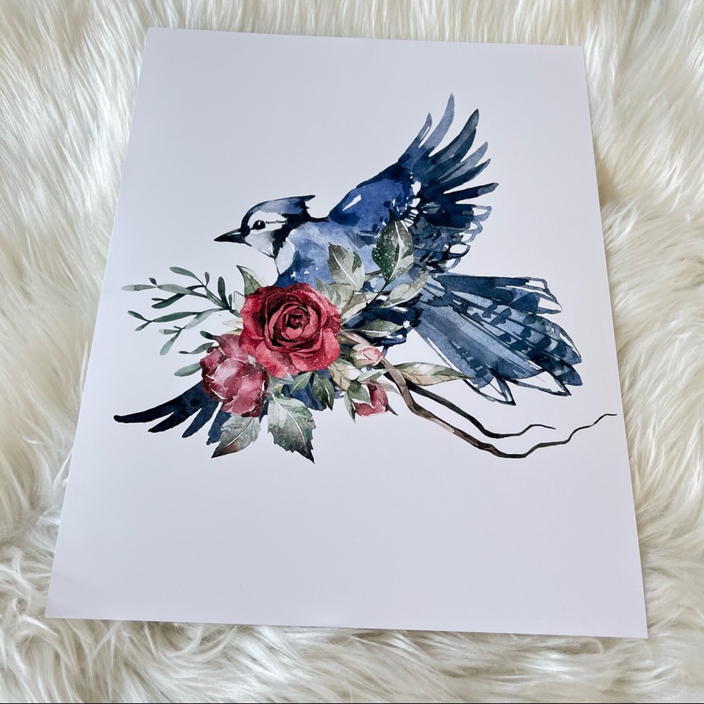 Watercolor Wall Art Blue Jay Illustration Print Poster Unframed - Picture 14 of 17